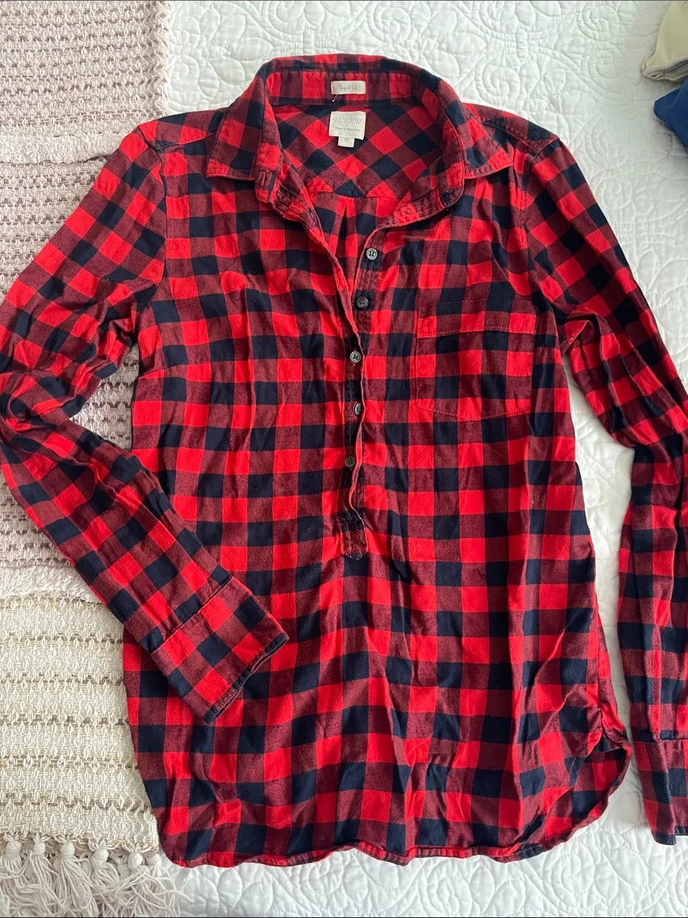 J. Crew Red and Navy Buffalo Plaid Button-Up